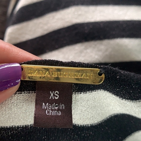 Dana Buchman black/white sparkly striped knitted sweater size XS - Picture 6 of 10